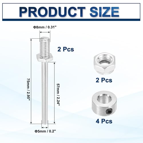 MECCANIXITY 5/16 Inch Diameter x 2.95 Inch Length 2 Set Landing Gear Axle Shaft Drive Axle with Nuts for RC Airplane - size: 5/16x2.95 Inch