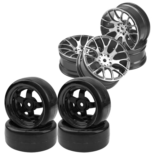 Metal Wheel Rims 12mm Hex Hub & 1/10 RC Drift Tire Hard Plastic Tires & 12mm Hex Hub Wheel Rims