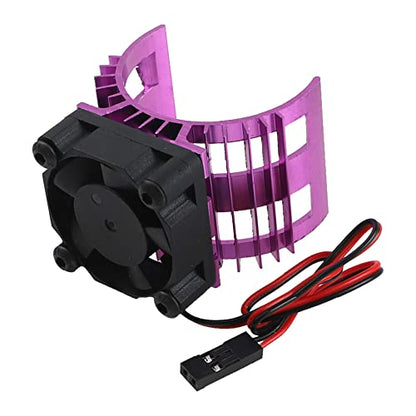 Share Goo Alloy Heat Sink Heatsink with 5V Cooling Fan for 1/10 Car 540 550 3650 Size Brushless Engine Motor RC Car Truck Buggy Crawler (Purple)
