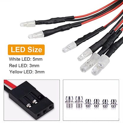 6 LED RC Car Light Kit, White Headlight Red Taillight Yellow Turn Signal Light for 1/10 1/8 RC Models TRX4 D90 SCX10 RC Car Truck Lighting (Red, White & Yellow) - color: Red, White & Yellow