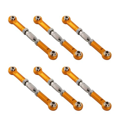 Tbest RC Pull Rod, 6Pcs Adjustable Servo Links Tie Rod Aluminum Alloy Turnbuckle Rod Linkage Set for RC Hobby Car Model(Gold)