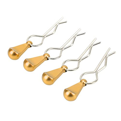 Stainless Steel Body Clips with Pull Tabs for 1/10 RC Car, Aluminum Alloy Upgrade Parts for 1/8 1/10 Remote Control Car Remote Control Car Body Clips Pull Tabs (Gold) - color: Gold