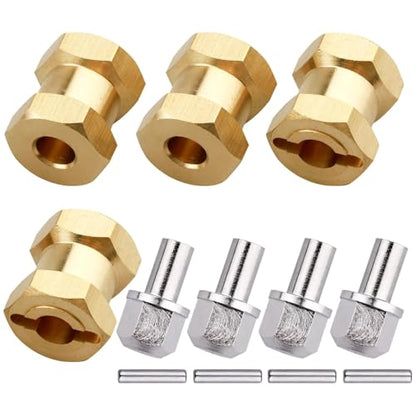 4PCS CrazyHobby Brass RC 12mm Wheel Hubs Extensions Wheel Spacers Hex Drive Adapter for 1/10 RC Crawler Axial SCX10 & SCX10 II 90046 D90 (15mm) - size: 15mm