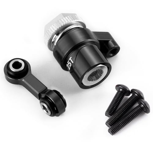 Servo Saver Arm 25T Steering Drag Link for Tra-xxas 1/16 Mini Maxx | 2S 1/10 4WD Ford GT 4-TEC 2.0 3.0 RC Car Upgrade Black 7075 Aluminum - color: Black