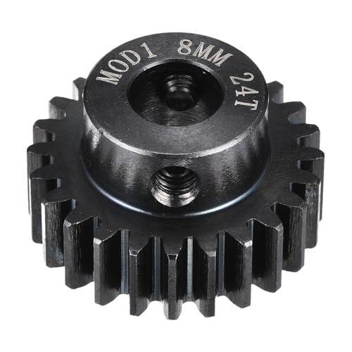MECCANIXITY 1M 24T 40 Chrome Steel Motor Pinion Gears, 1.02" x 1" RC Motor Gears Fits 8mm Shaft Bore for RC Vehicles Truck Drift Remote Control Car Off-Road Crawler Parts, Black - style: 24T