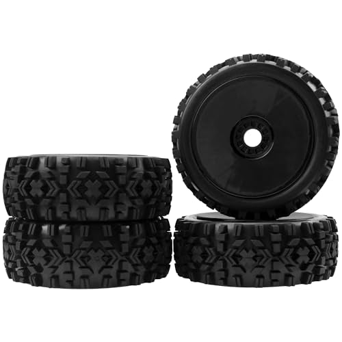 ShareGoo RC Hobby OD 4.72" 1/8 Scale RC Buggy Wheels & Rubber Tires 17mm Hex Rims Compatible with Arrma Typhon 3S 6S Kyosho Losi 8IGHT Traxxas Redcat HSP HPI 1/8 Scale Off Road Car Buggy (Black) - color: Black