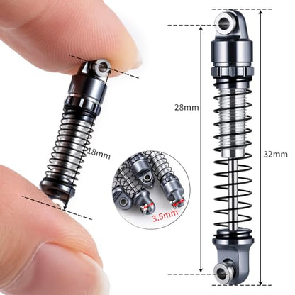 4PCS/1Set Aluminum Shocks 22mm 25mm 28mm Extended Absorber Damper 1/30th for AXIAL SCX30 RC Crawler Car Upgrade Parts - size: 28mm