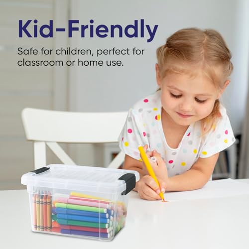 Superio Mini Storage Container Plastic Crayon Box Art Supplies and Sewing Case Stackable Clear Small Organizer for Beads, Stationery, Chalk, and Food, 1.4 Quart, 4 Pack - size: 1.4 Quarts, style: 4 Pack