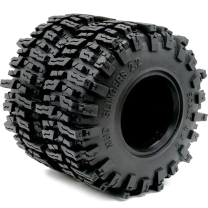 2pcs RC 2.2 Mud Slingers Tires Soft Sticky Crawler Tyres Tall 124mm / 4.88inch for 1/10 Axial SCX10 Wraith Yeti/Traxxas TRX4 AMG 6x6 / redcat Everest 10 Upgrades