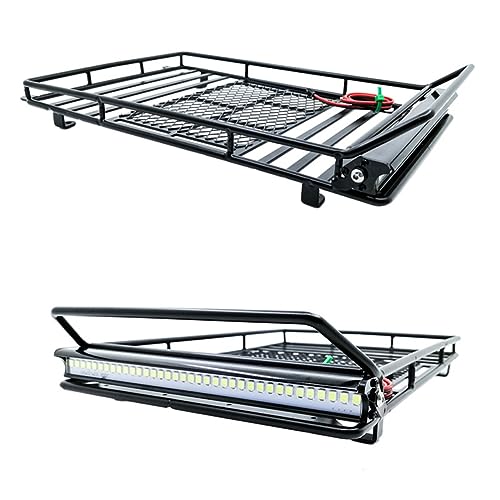 1:10 Car Luggage Bracket Roof Rack with LED Light for Crawler Cars Universal Storage Solution for RC Vehicles