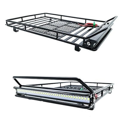 1:10 Car Luggage Bracket Roof Rack with LED Light for Crawler Cars Universal Storage Solution for RC Vehicles