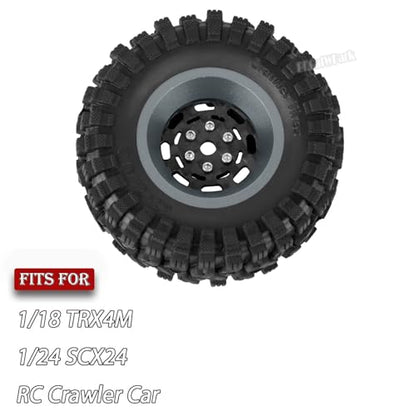 RC 1.2" Carbon Fiber Beadlock Wheels and Tires for 1/18 TRX4M,1/24 SCX24 RC Crawler Car,4PCS Carbon Fiber 1.2 Wheels Rims & Rubber Tires - C - style: 1.2 Tires - (C)