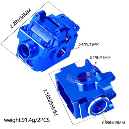 Gearbox Transmission Case Upgrades Parts Aluminum Front Rear Wave Box Gearbox for 1/10 Slash/Rustler/Stampede/Hoss VXL 4X4 4WD,Replace #6880#6881,Navy Blue - color: Navy Blue(upgrades Parts)