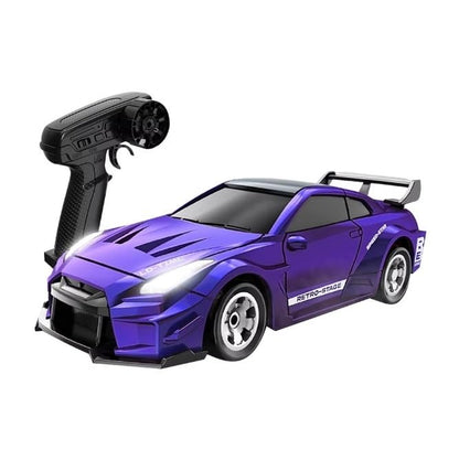 Mini RC Drift Car 1:64 Scale, Remote Control Car with LED Lights & 2-Speed Modes, Upgraded 2.4G Wireless Radio Remote Control for Multi-Users Fast (Blue Chameleon) - color: Blue Chameleon