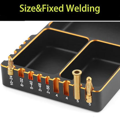 REDSPIDER High Strength Aluminum Alloy RC Screw Tray, Black and Gold, Used for RC Model Toy Repair, Spiral Tray nut Washer Storage Tool for RC car Ship Aircraft Models