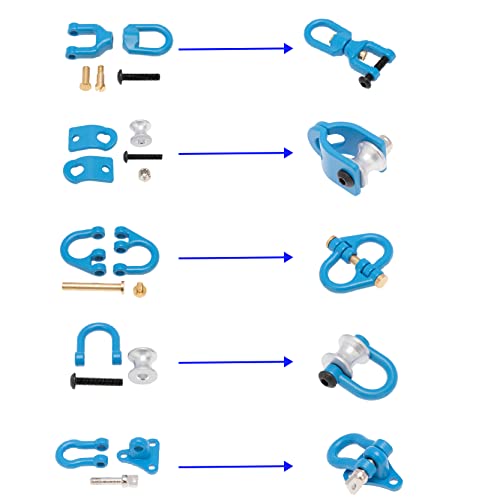 Metal Tow Hook Recovery Shackle Winch Pulley Ring Buckle Rescue Hook Horseshoe Buckle Compatible with 1/10 AXIAL SCX10 Wraith Capra TRX4 TRX6 D90 Redcat MST RC Car(Blue) - color: Blue