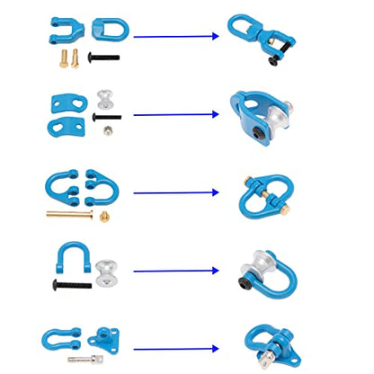 Metal Tow Hook Recovery Shackle Winch Pulley Ring Buckle Rescue Hook Horseshoe Buckle Compatible with 1/10 AXIAL SCX10 Wraith Capra TRX4 TRX6 D90 Redcat MST RC Car(Blue) - color: Blue