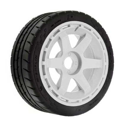 110mm OD 1/8 1/7 RC On Road Tires & Wheels 6-Spoke Rally Racing Wheels 17mm Hex for 1:8 1:7 Street Touring Drift Truck Car ARRMA Losi Kyosho VRX GT2 W10 Felony 6S BLX HPI WR8 4PCS (White) - color: White
