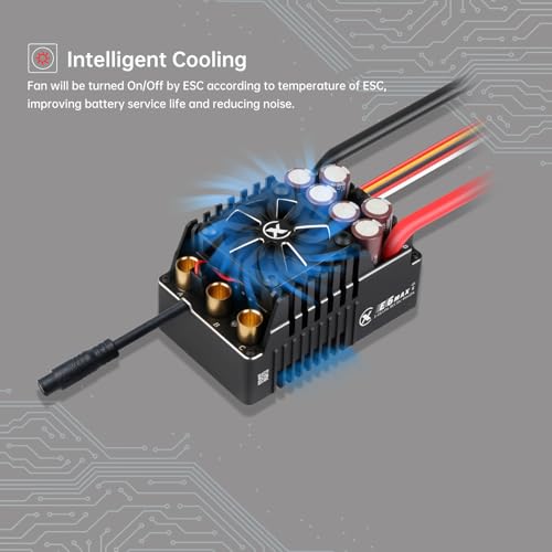 XC E6MAX APP Controls Sensored Brushless ESC for RC Car, 3-8S Lipo,550A Continuous Current,8-25A、6.0/7.4/8.4V BEC,Suitable for 1/6 1/5 Bashing Speed Run - size: E6MAX
