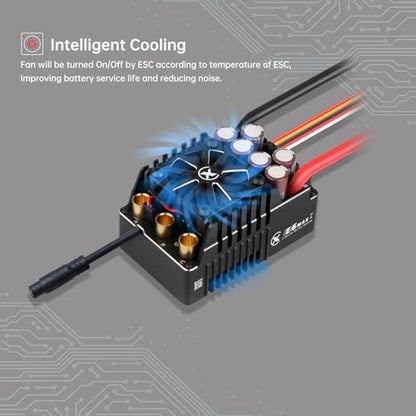 XC E6MAX APP Controls Sensored Brushless ESC for RC Car, 3-8S Lipo,550A Continuous Current,8-25A、6.0/7.4/8.4V BEC,Suitable for 1/6 1/5 Bashing Speed Run - size: E6MAX
