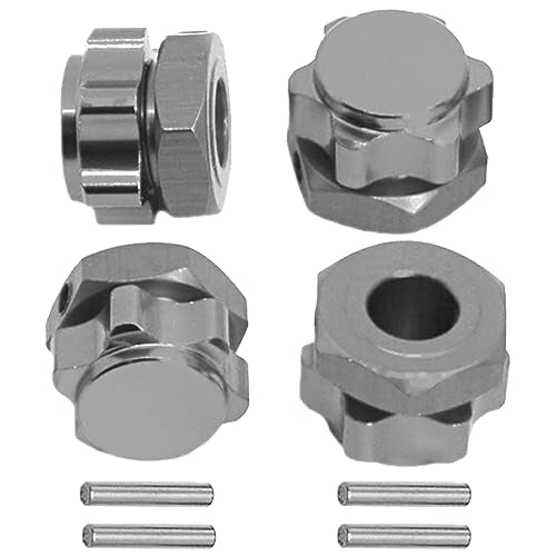 4PCS Vgoohobby M17 17mm Aluminum Capped Wheel Hex Hubs Adapter Anti-Dust Cover Nuts Compatible with HPI HSP Traxxas Himoto Axial Kyosho Redcat Tamiya 1/8 RC Car,Titanium