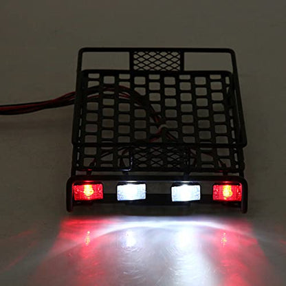 Large Size RC Roof Rack Luggage Carrier with 4 LED Lights, Metal Roof Rack for Axial SCX10 1/10 Scale RC Crawler Car, High Simulation Accessory with Quadrate Lighting (2 red 2 White) - size: 2 red 2 white