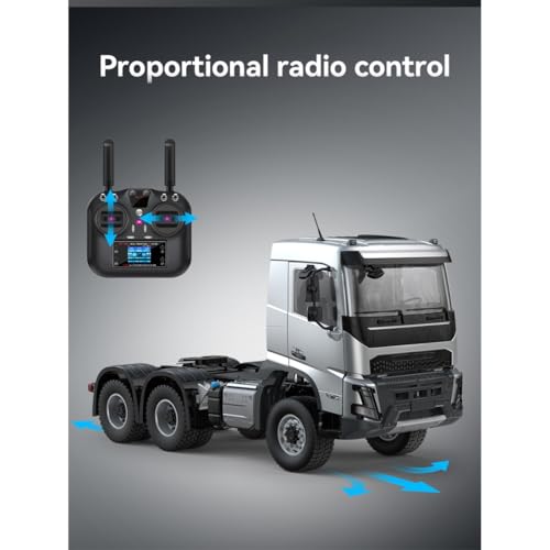 1/14 6x4 RC Heavy-Duty Cargo Tractor Truck, 2.4G Full-Proportional 2.5KM/H RWD RC Semi Truck with Lights, Remote Control Semi-Trailer Truck RC Construction Vehicle Gift -RTR - style: 1/14 6x4 RC TractorTruck