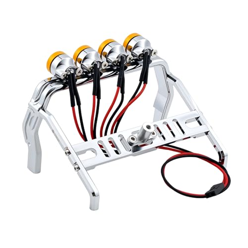 Aluminum Roll Bar with 4 LED Light Bar Roof Lamp Set for 1/18 TRX4M F-150 High Trail Crawler Truck,Chrome(2.0 Upgrade Version) - color: Chrome