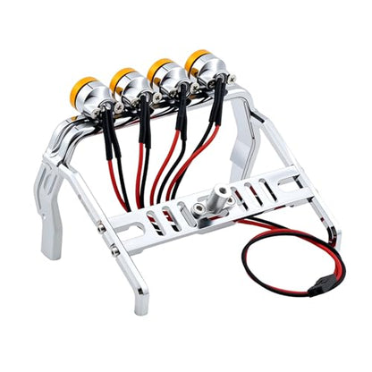 Aluminum Roll Bar with 4 LED Light Bar Roof Lamp Set for 1/18 TRX4M F-150 High Trail Crawler Truck,Chrome(2.0 Upgrade Version) - color: Chrome