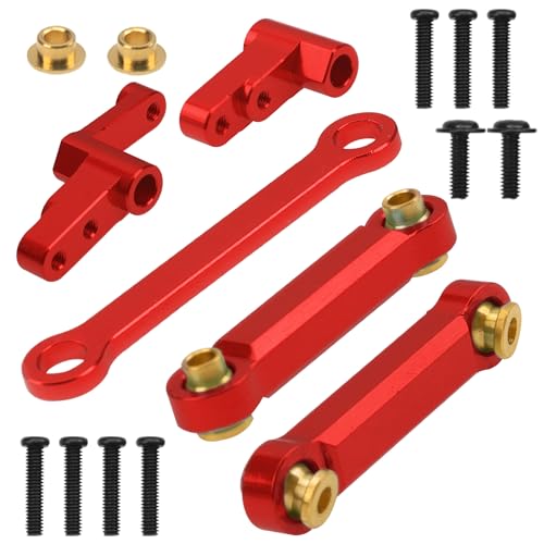Share Goo ShareGoo Aluminum Front Rear Swing Arm & Steering Knuckle Kit & Shock Absorbers & Shock Tower Mount Compatible with 1/14 MJX Hyper Go 14301 14302 RC Upgrade Parts (Red) - color: Red