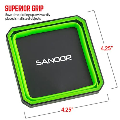 SANDOR Collapsible Magnetic Parts Tray Set - (Pack of 3) Tool Trays for Screw, Bolts, Nuts, Washers, Pins and Other Small Metal Parts - 4.25 Inch Square - Red, Blue, and Green