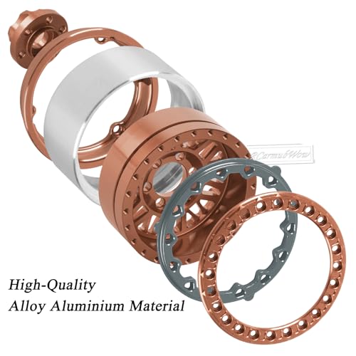 RC 1.9" Beadlock Wheels 1.9 Beadlock Rims for 1/10 SCX10 90046 AX103007 TRX4 TRX6 Gen7 8 D90 VS4-10 MST CFX RC Crawler,Alloy Aluminium 1.9 rc Wheels 1.9 rc Rims w/Wheels Ring,Bronze - color: Brown(4pcs)
