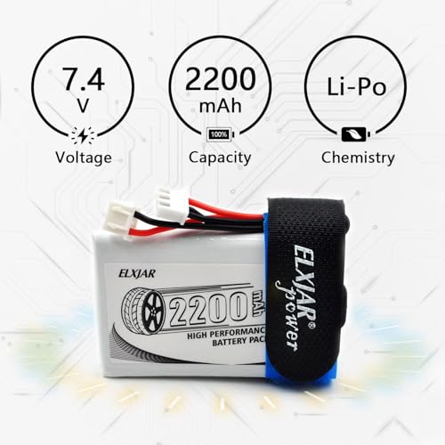 (2-Pack) 7.4V 2200mAh 8C Li-Po Battery for FrSky Taranis Q X7, X7S | 2S rechargeable battery for ACCST RC transmitters and remote controllers; includes B3 balance charger. Size: 77 x 44 x 11mm.