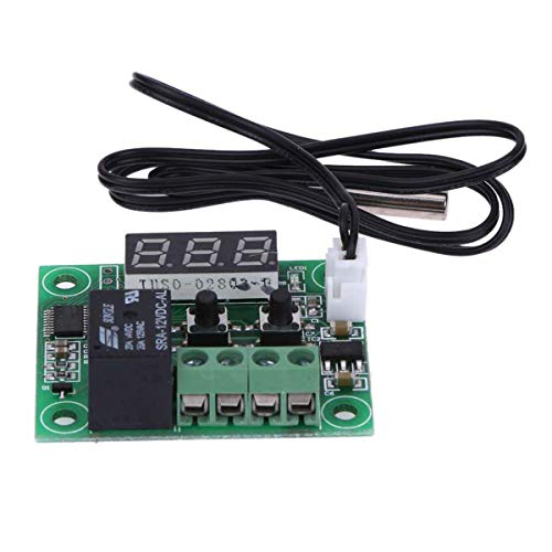 FainWan 2pcs W1209 12V DC Digital Temperature Controller Board Micro Thermostat -50-110°C Electronic Module Switch with 10A One-Channel Relay and Waterproof Compatible with Ar-duino Rasp-Berry Pi