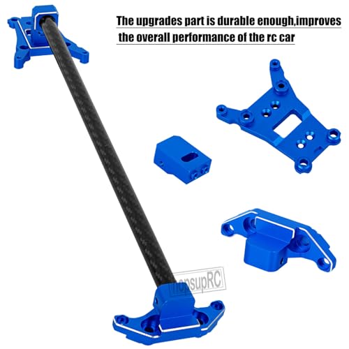 RC Carbon Fibre& Aluminum #6730 Chassis Brace Kit Upgrades Part for 1/10 Slash 4X4 LGG (VXL),Rustler 4WD (VXL) Heavy Duty Chassis Brace Hops Up.Navy Blue - color: Navy Blue ( for 1/10)