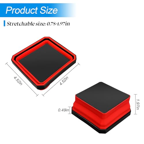 Collapsible Magnetic Parts Tray Set, Silicone Foldable Square Tool Bowls for Screw, Nuts & Small Metal Parts, Dual-Sided Magnet Base Auto Tool Organizer, Universal for Vehicles (Red) - color: Red