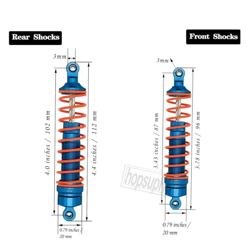 hosupRC Upgrades for 1/10 Rustler/Stampede/Slash 4WD,Drive Shaft CVD&RC Shock&Turnbuckles Camber Links&A Arm&Caster Block,Steering Blocks,Rear Stub Axle Carriers&Steering Bellcranks&Hex Hub,Blue - color: blue/D9-Set