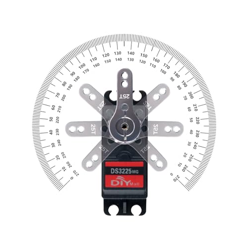 2Pcs 270° DS3225 25KG Digital Servo High Torque Waterproof Full Metal Gear RC DS Servo Motor with 25T Servo Horn for Baja Car RC Robotic Arm 1/8 1/10 1/12 Scale Crawler Truck Boat (Angle 270 Degree)