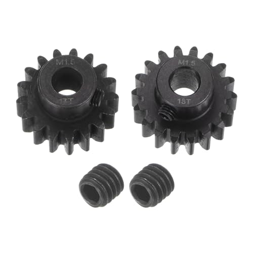 uxcell Mod 1.5 Pinion Gear Set 8mm Shaft 17T 18T Motor Gears Hardened Steel Pinion Gear for RC Car (2pcs) - size: Mod 1.5 x 8mm Shaft x 17T 18T Motor