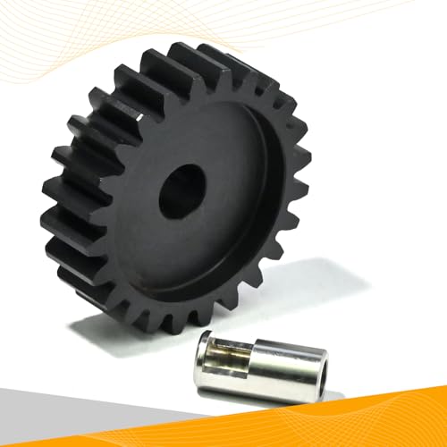 M1.5 24T Pinion Gear 8mm Bore with 8mm to 5mm Shaft Adapter Sleeve, Chromium Steel Motor Gear with Set Screw & Hex Key for Traxxas ARRMA Losi 1/5 1/8 RC Cars - size: 24T