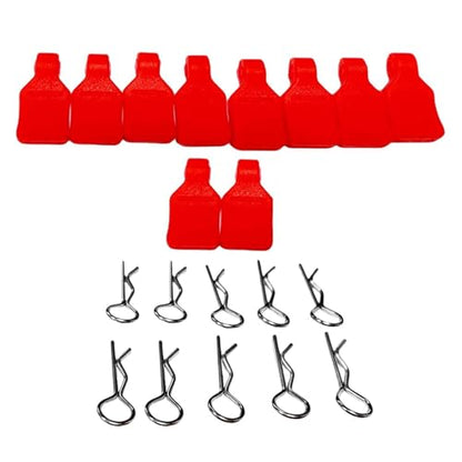 10/Set RC Body Clips R Pins with 10 Pull Tab for SCX24 1/24 1/18 Truck Crawler - color: Black
