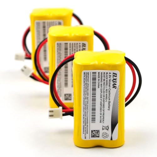 (3-Pack) 4.8V 800mAh Ni-Cd Battery for BL93NC487, BAA-48R | Fits BL93NC484, BL93NC485, NIC0186, Custom-43, OSA-126, ELB-CS06, 6600012 and 6200-RP emergency lights. - color: 3-Pack