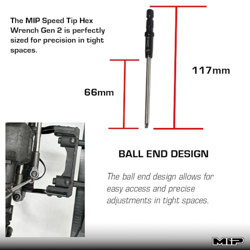 MIP Ball End Metric RC 1/4" Hex Bit 9243S 3.0mm – Hex Head Allen Wrench Drill Tools Tool Bits for Screwdrivers, Electric Screwguns, and Power Drills For RC Cars - Made in USA - size: 3.0mm - Ball End Hex