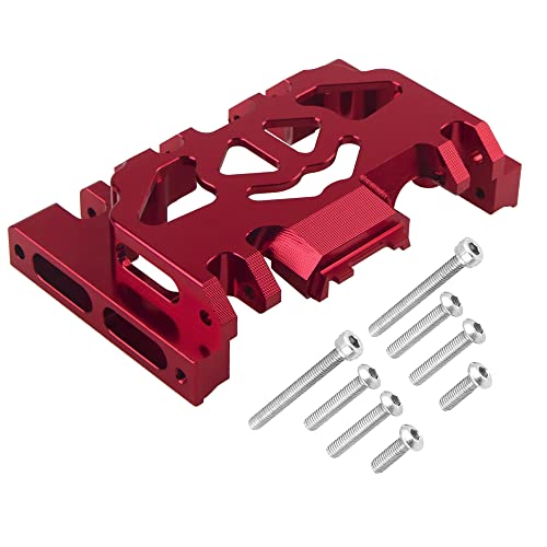 ShareGoo Aluminum Alloy Gearbox Mount Base Chassis Skid Plate Compatible with Traxxas TRX-4 Defender Bronco Blazer G500 1/10 RC Car Upgrade Parts (Red)