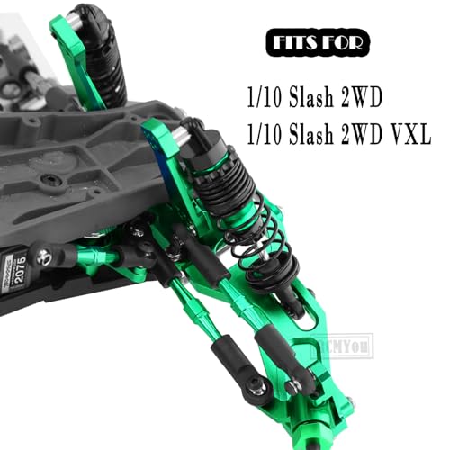 Upgrades Part for 1/10 Slash 2WD VXL,Aluminium Suspension Arm,Shocks Tower,Steering Blocks,Caster Block,Rear Stub Axle Carriers,Steering Bellcranks Hops Up,Green - color: Green - (Upgrades)