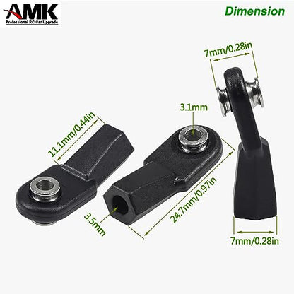 AMK SCX10 M4 RC Link Rod Ends 4mm Tie Rods Joints with 7mm Pivot Ball 1/8 1/10 Crawler Universal Building Kit for TRX6 D90 TF2 CC01 Gen7 Gen8 TRX4 Upgrades (20Pcs Bent) - color: 20pcs Bent
