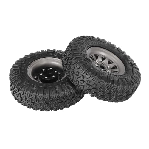 4PCS RC Car 1.55 Inch Tyres Aluminum Alloy Metal Beadlock Wheel Rim and Rubber Tires for 1/10 RC Crawler Car for Axial AX90069 D90 TF2 Tamiya CC01 LC70 MST JIMNY(85mm-10Holes Gray) - color: 85mm-10Holes Gray