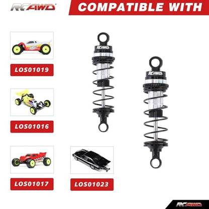RCAWD Alloy Front Rear Shock for Losi 1/16 Mini-B 1/18 Mini-T Shocks Series Upgrades Part Black - color: Black