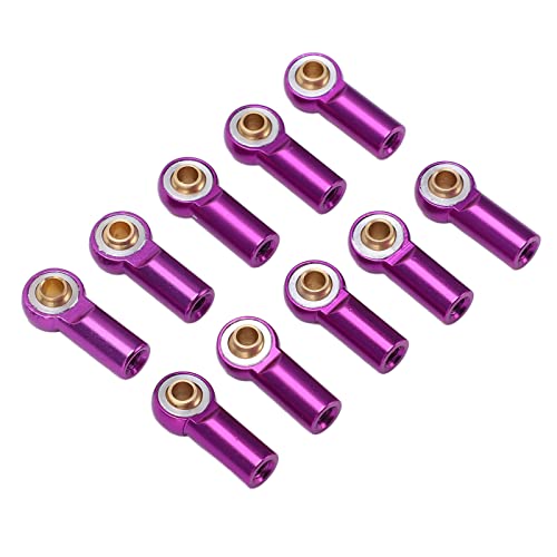 Pissente RC Link Rod Ends Aluminum Alloy M3 Ball Head Set 10pcs 19mm for AXIAL SCX10 1 10 RC Crawler Car Easy Installation Precise Fit Stable Steering Upgrade Parts (Purple) - color: Purple