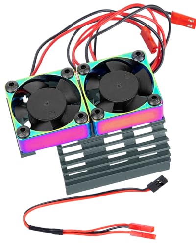 RC 30mm 28000rpm Twin Motor Fan with Metal Heatsink Brushless Motor Replacement Upgrades Part for 1/8 1/10 RC Car 540 550 F540 3650 3660 Motor.Motor Cooling Fans,Titanium(1PCS) - color: Titanium-(rc Upgrades Part)